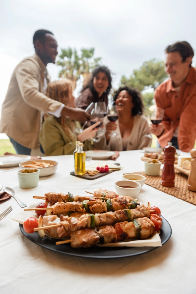 Group dinner at an elegant table